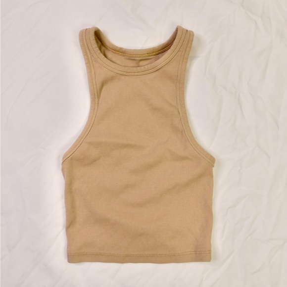 ZARA | Basic Halter Cropped Tank Top - Tan Beige - Picture 5 of 10
